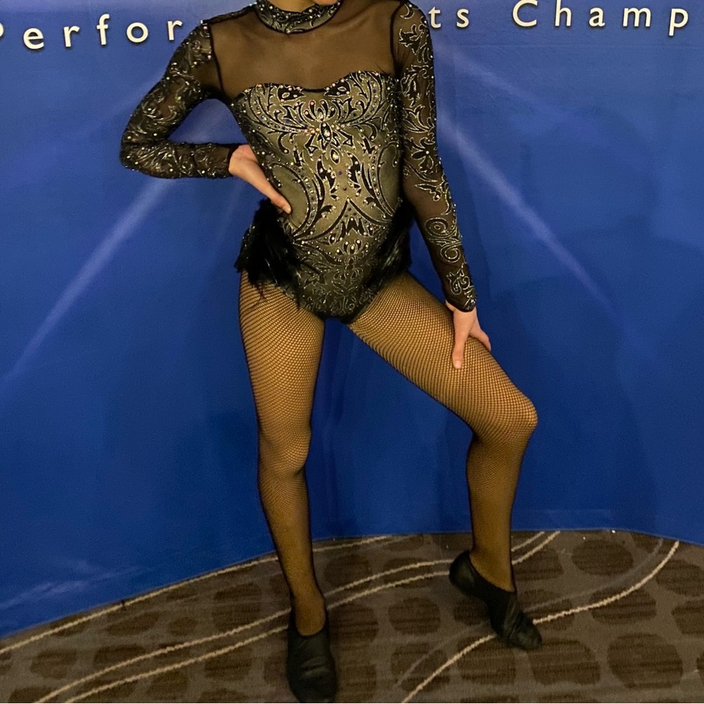 Glamour Black Dance Costume child large.